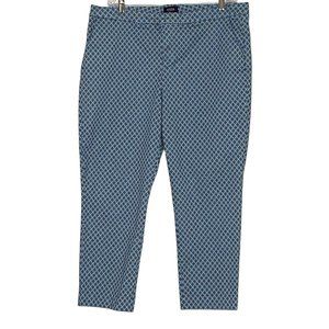 NYDJ Green/Blue Print Everyday Ankle Trousers, 18W